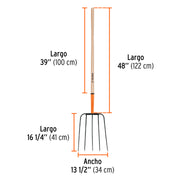 Bieldo para paja, 5 dientes, mango largo 48', cabeza grande