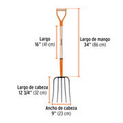 Bieldo para paja, 5 dientes, mango 34', puño 'Y', TRUPER