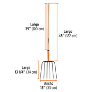 Bieldo para paja, 6 dientes, mango largo 48', TRUPER