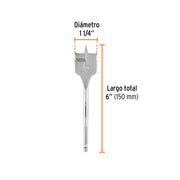 Broca plana de manita 1-1/4' para madera, TRUPER