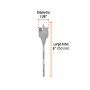 Broca plana de manita 1-1/8' para madera, TRUPER