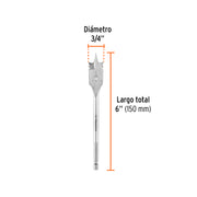 Broca plana de manita 3/4' para madera, TRUPER