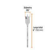 Broca plana de manita 7/8' para madera, TRUPER