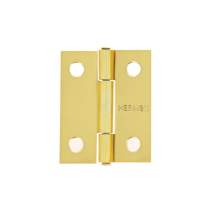 Bisagra rectangular 1-1/2 x 1-3/16', acero latonado, HERMEX