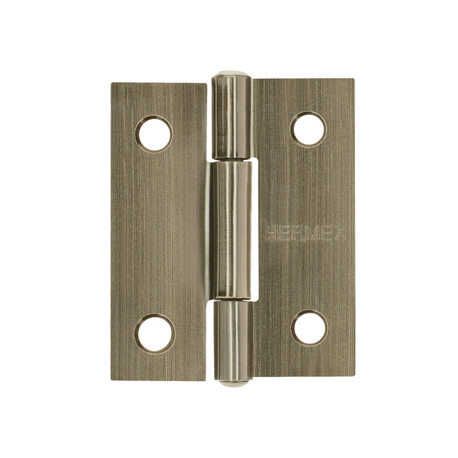 Bisagra rectangular 1-1/2' latón antiguo, HERMEX