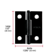 Bisagra rectangular 1-1/2' negra, HERMEX