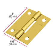 Bisagra rectangular 2' acero latonado, HERMEX