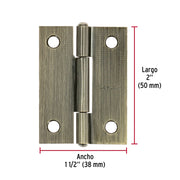 Bisagra rectangular 2' latón antiguo, HERMEX