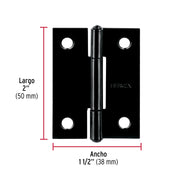 Bisagra rectangular 2' negra, HERMEX