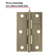 Bisagra rectangular 2-1/2 x 1-5/8', latón antiguo, HERMEX
