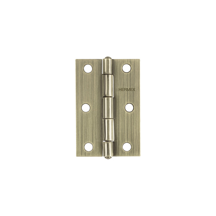 Bisagra rectangular 3 x 2', latón antiguo, HERMEX