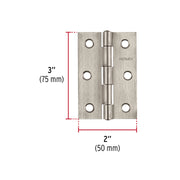 Bisagra rectangular 3' acero inoxidable, HERMEX