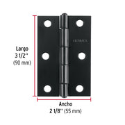 Bisagra rectangular 3-1/2' negra, HERMEX