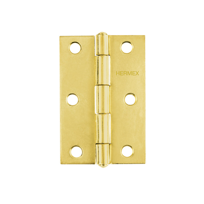 Bisagra rectangular 4 x 2-3/4', acero latonado, HERMEX