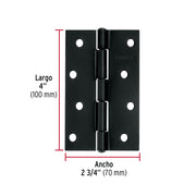 Bisagra rectangular 4' negra, HERMEX