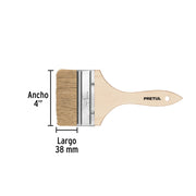Brocha uso general de 4' con mango de madera, PRETUL