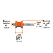 Broca para router, collarín, 7/8' con balero, TRUPER