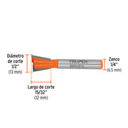 Broca para router, cola de pato, 1/2', TRUPER