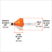 Broca para router, doble romana, 1-3/8' con balero, TRUPER