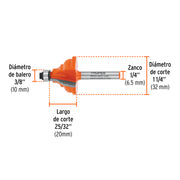Broca para router, española, 1-1/4', con balero, TRUPER