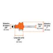 Broca router, jovel, 1', con balero, TRUPER