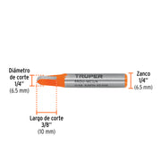 Broca para router, media caña, 1/4', TRUPER