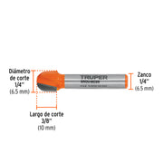 Broca para router, media caña, 3/8', TRUPER