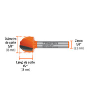 Broca para router, media caña, 5/8', TRUPER