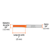 Broca para router, recta 2 filos, 1/4', larga, TRUPER