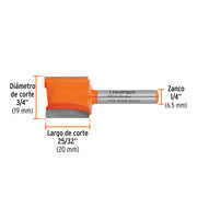 Broca para router, recta 2 filos, 3/4', TRUPER