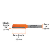 Broca para router, recta 2 filos, 3/8', TRUPER