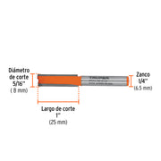 Broca para router, recta 2 filos, 5/16', TRUPER