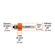 Broca para router, rebajado, 7/8' con balero, TRUPER