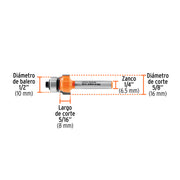 Broca para router, redondeado, 5/8' con balero, TRUPER