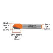 Broca para router, corte en 'V', 3/8', TRUPER