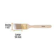 Brocha cerdas sintéticas 1-1/2' corte angular, mango madera