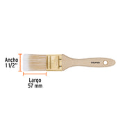 Brocha cerdas sintéticas 1-1/2' corte recto, mango de madera