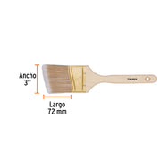 Brocha cerdas sintéticas 3' corte angular, mango de madera