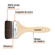 Brocha pelo de camello de 3' con mango de madera, TRUPER
