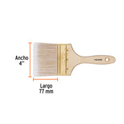 Brocha cerdas sintéticas 4' corte recto, mango de madera