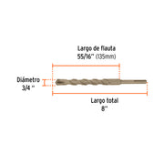 Broca SDS Plus 3/4 x 8', TRUPER