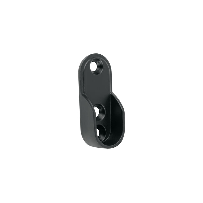 Brida negra para tubo ovalado de closet, HERMEX