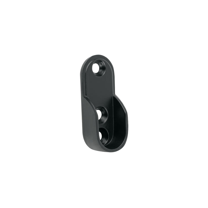 Brida negra para tubo ovalado de closet, HERMEX