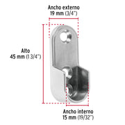 Brida niquelada para tubo ovalado de clóset, HERMEX