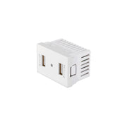 Toma con 2 puertos USB blanco de 1.5 módulos, línea Lisboa