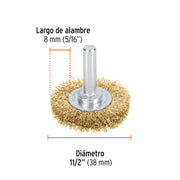 Carda circular 1-1/2' alambre fino para taladro, TRUPER