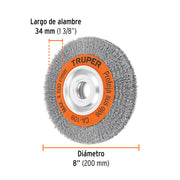Carda alambre ondulado 8' x 1' para esmeril, TRUPER