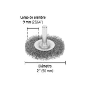 Carda circular 2' alambre grueso para taladro, PRETUL