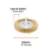 Carda circular 3' alambre fino para taladro, TRUPER
