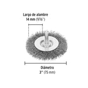Carda circular 3' alambre grueso para taladro, PRETUL
